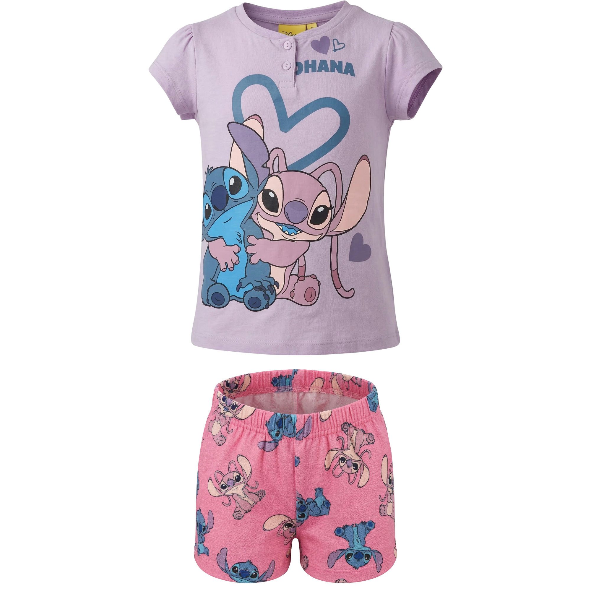 Disney Schlafanzug Disney Lilo und Stitch Kinder Mädchen Pyjama Shirt Shorts Gr. 98 bis 128 - 100% Baumwolle