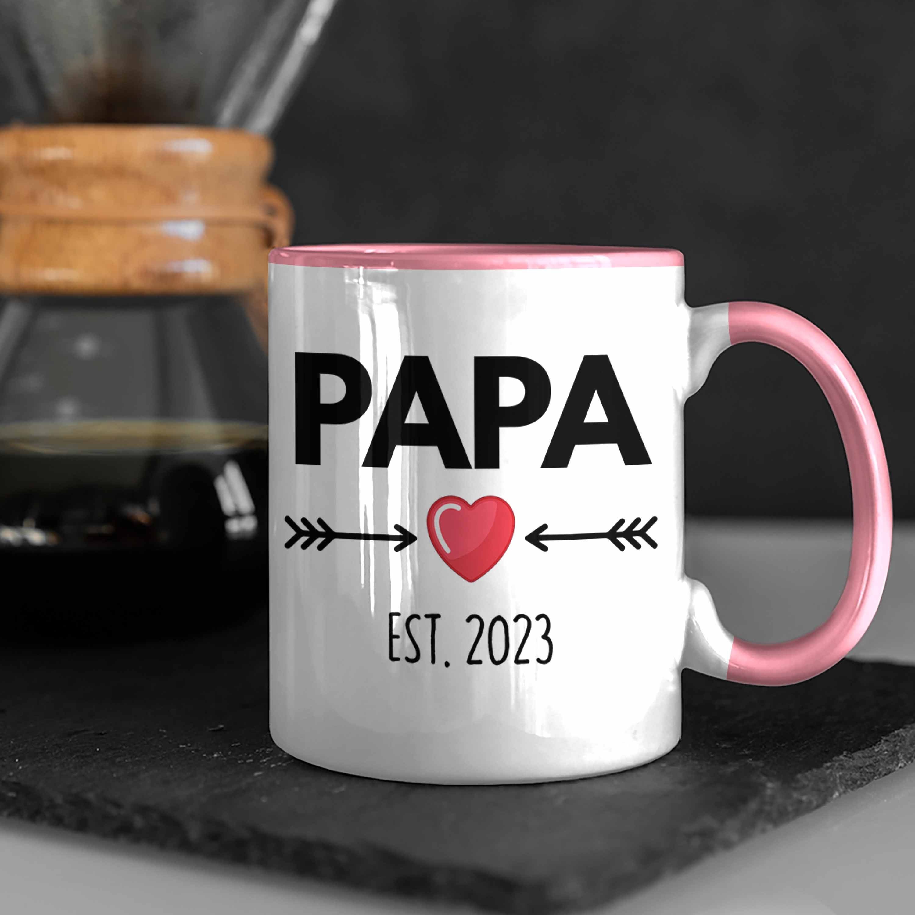Trendation Rosa Tasse Geschenk - Du Schwangerschaft 2023 Papa Papa Trendation Wirst
