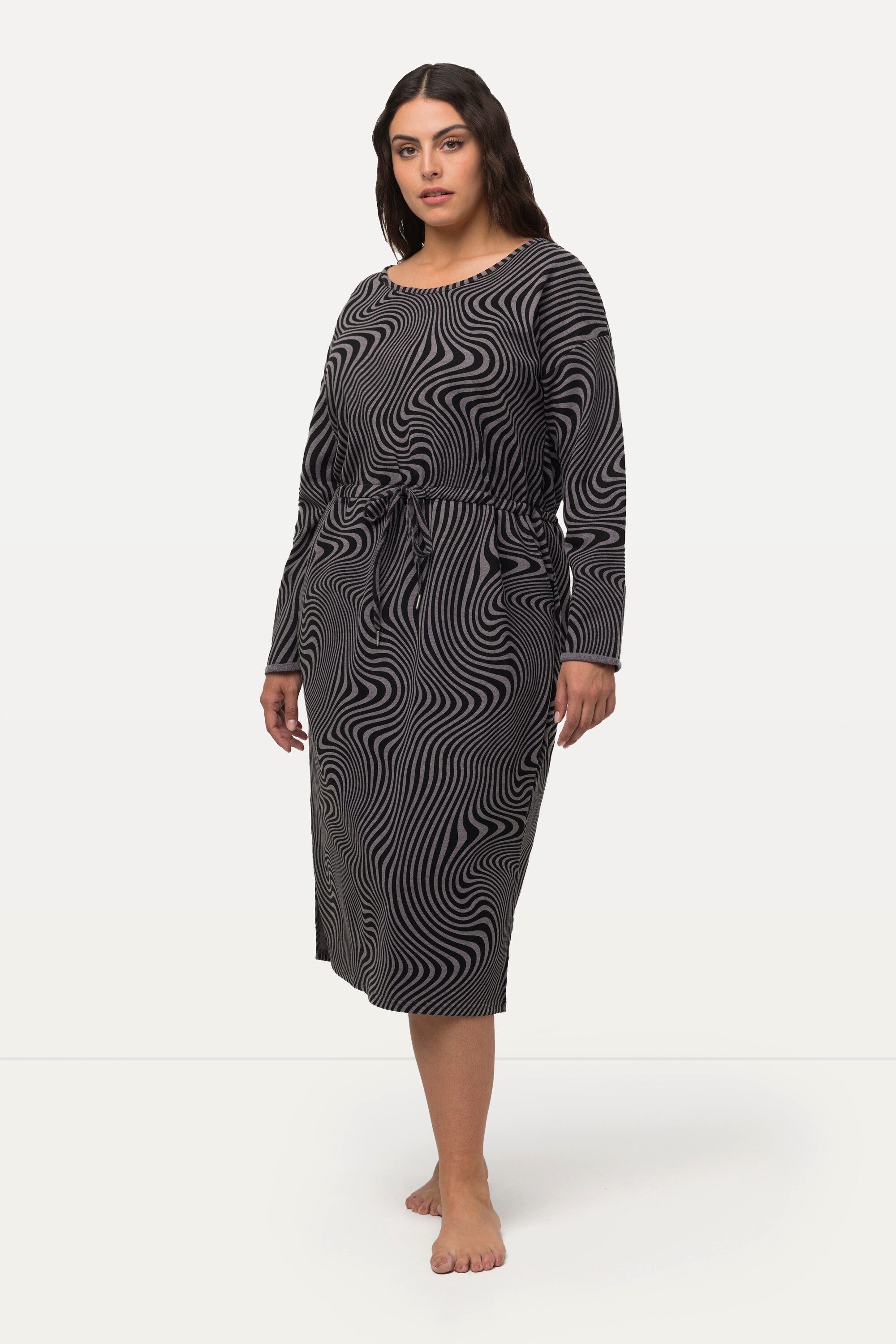 Nachthemd Loungewear-Kleid Oversized Rundhals Langarm