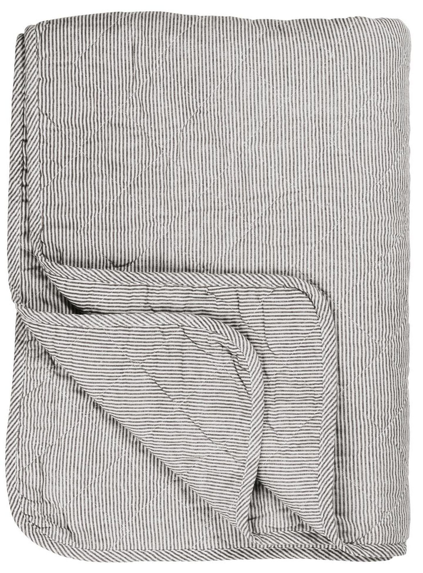 Wohndecke Ib Laursen Decke Quilt Tagesdecke Überwurf Gestreift Grau Weiß, Ib Laursen