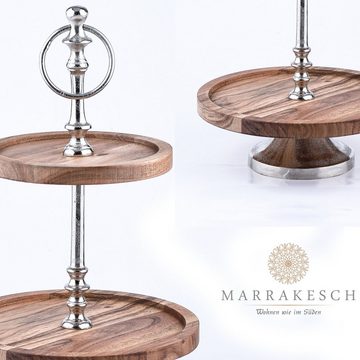 Marrakesch Orient & Mediterran Interior Etagere Etagere aus Holz Amalie rund, Vintage Cupcake Ständer als Tischdeko, Handarbeit