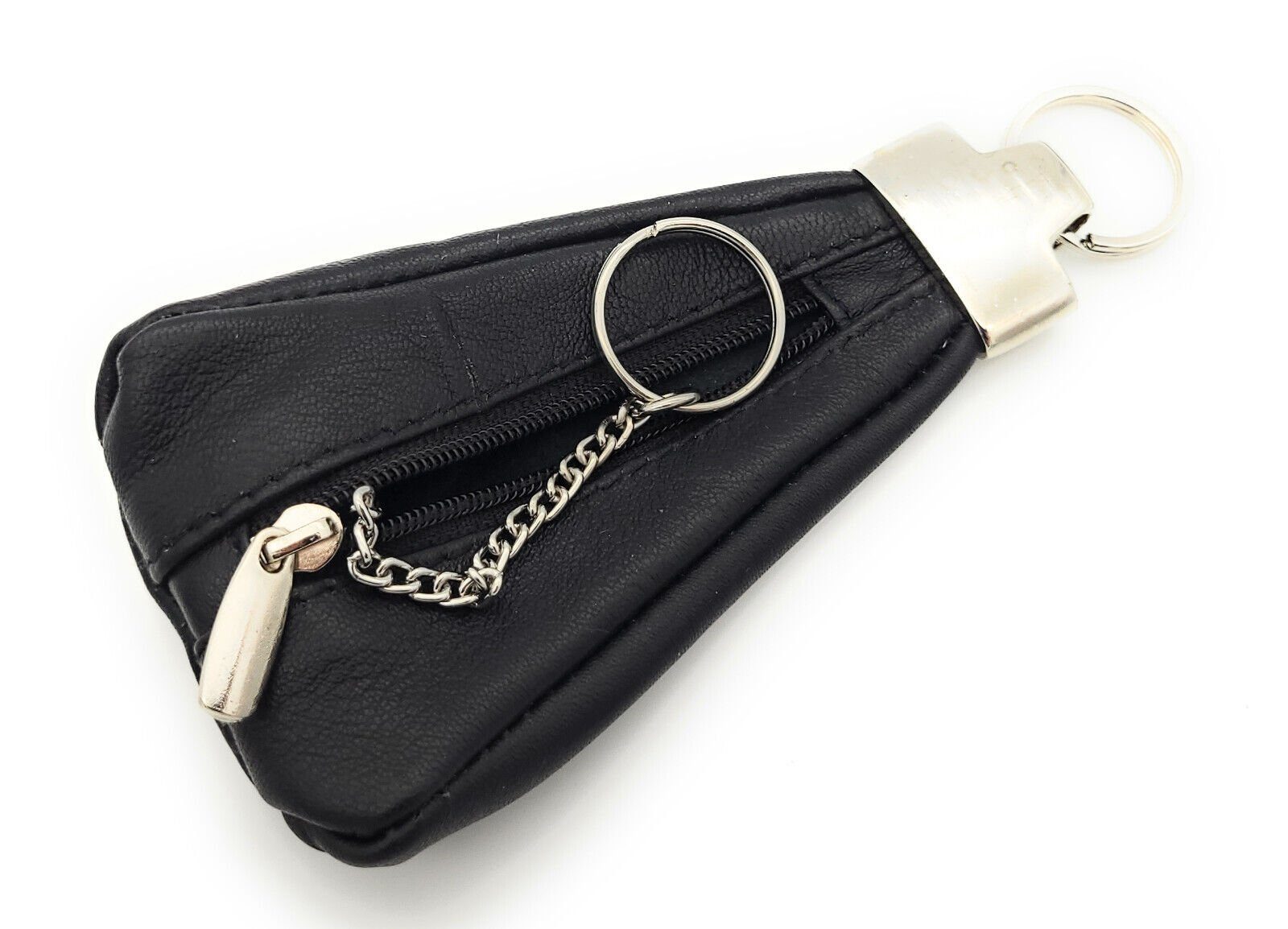 schwarz mit Schlüsseletui, Reißverschlussfach Leder echt Lemasi Schlüsseltasche