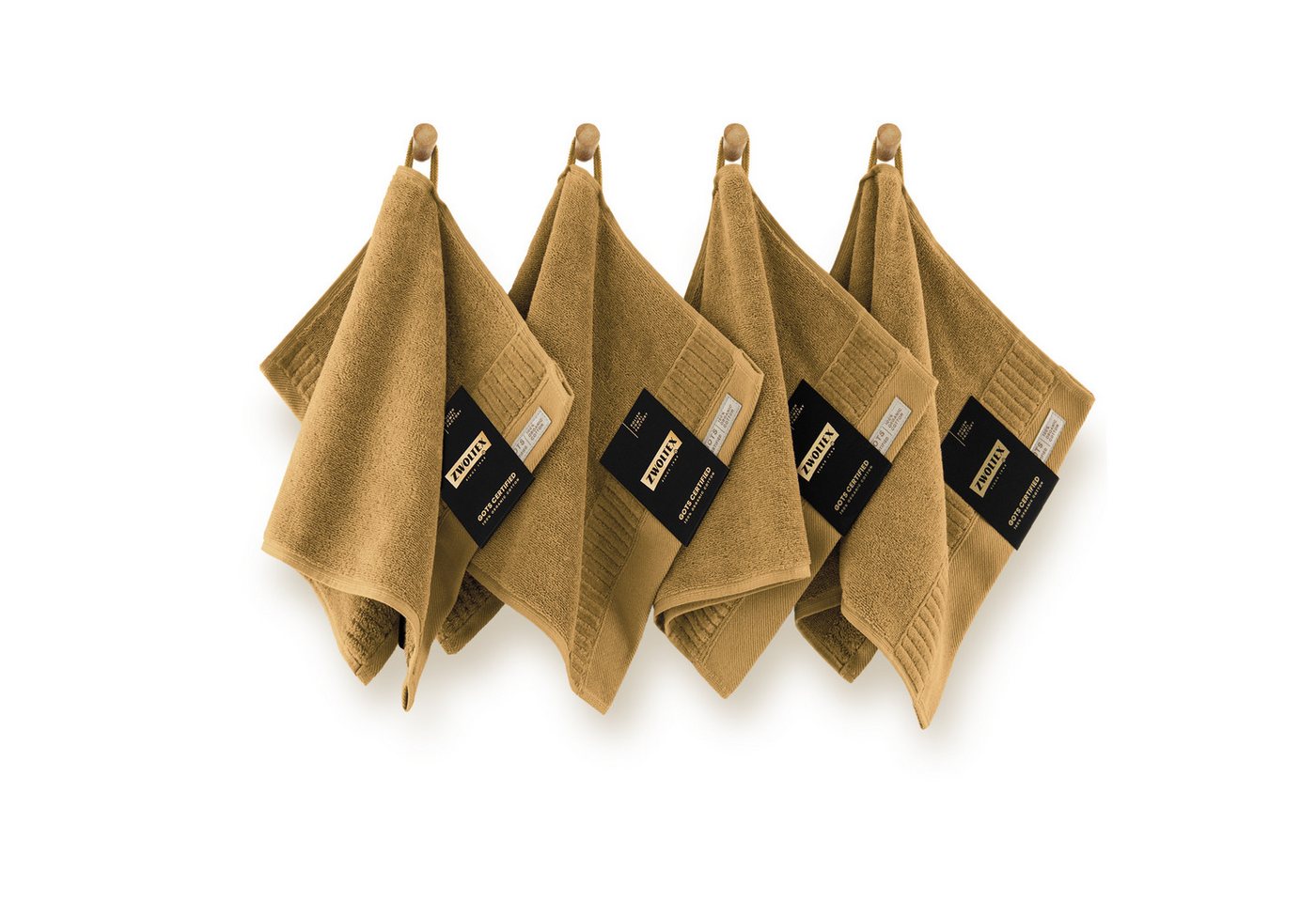 Zwoltex Handtücher PORTO Gästehandtuch Set 4x30x50 Bio Baumwolle weich 600g Premium, (Gästetuch Set bestehend aus vier 30x50 Gästehandtüchern), fusselfrei verarbeitetes Premium Frottier aus Baumwolle