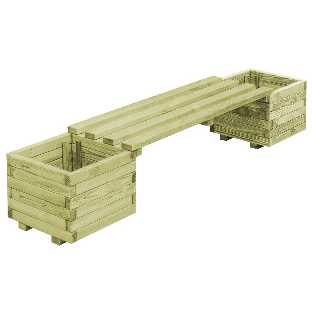 furnicato Gartenbank Gartensitzbank mit Pflanzgefäßen 196 x 40 x 36 cm in Grün, Wetterfeste Sitzbank mit integrierten Pflanzkästen für die Terrasse