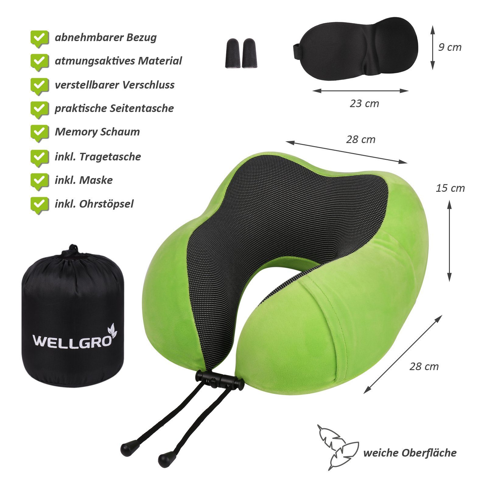 Wellgro Nackenkissen Nackenkissen mit Schlafmaske und günstig online kaufen