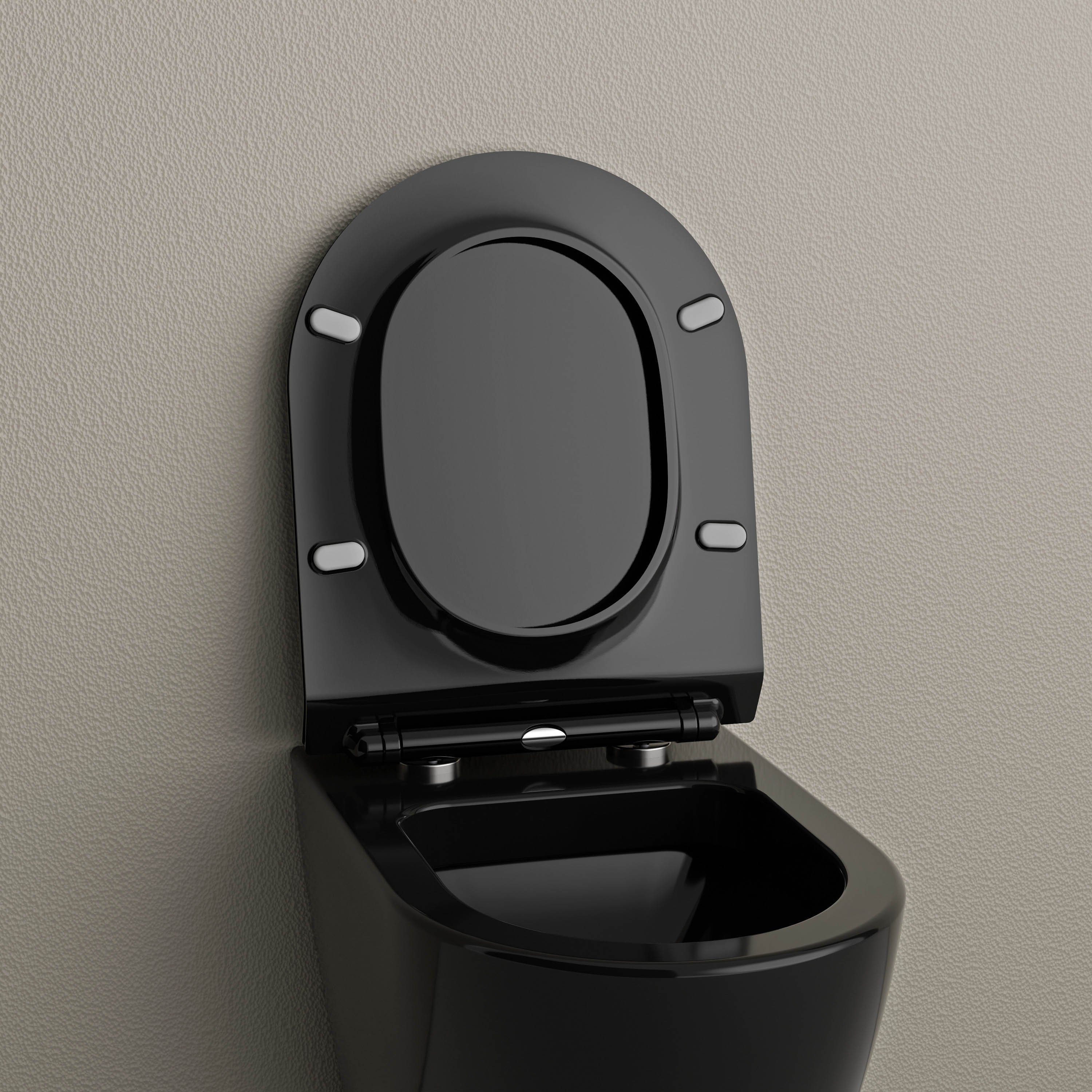 Bernstein WC-Sitz U2019, WC-Sitz flach Schwarz glänzend Softclose Universell