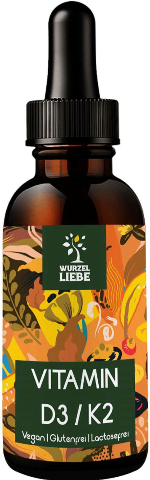 WURZELLIEBE Vitamin D3 K2-MK7 hochdosiert Tropfen, 30 ml