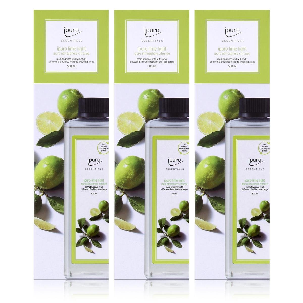 IPURO Raumduft Ipuro Essentials lime light Refill 500ml Nachfüllflasche Raumduft (3er