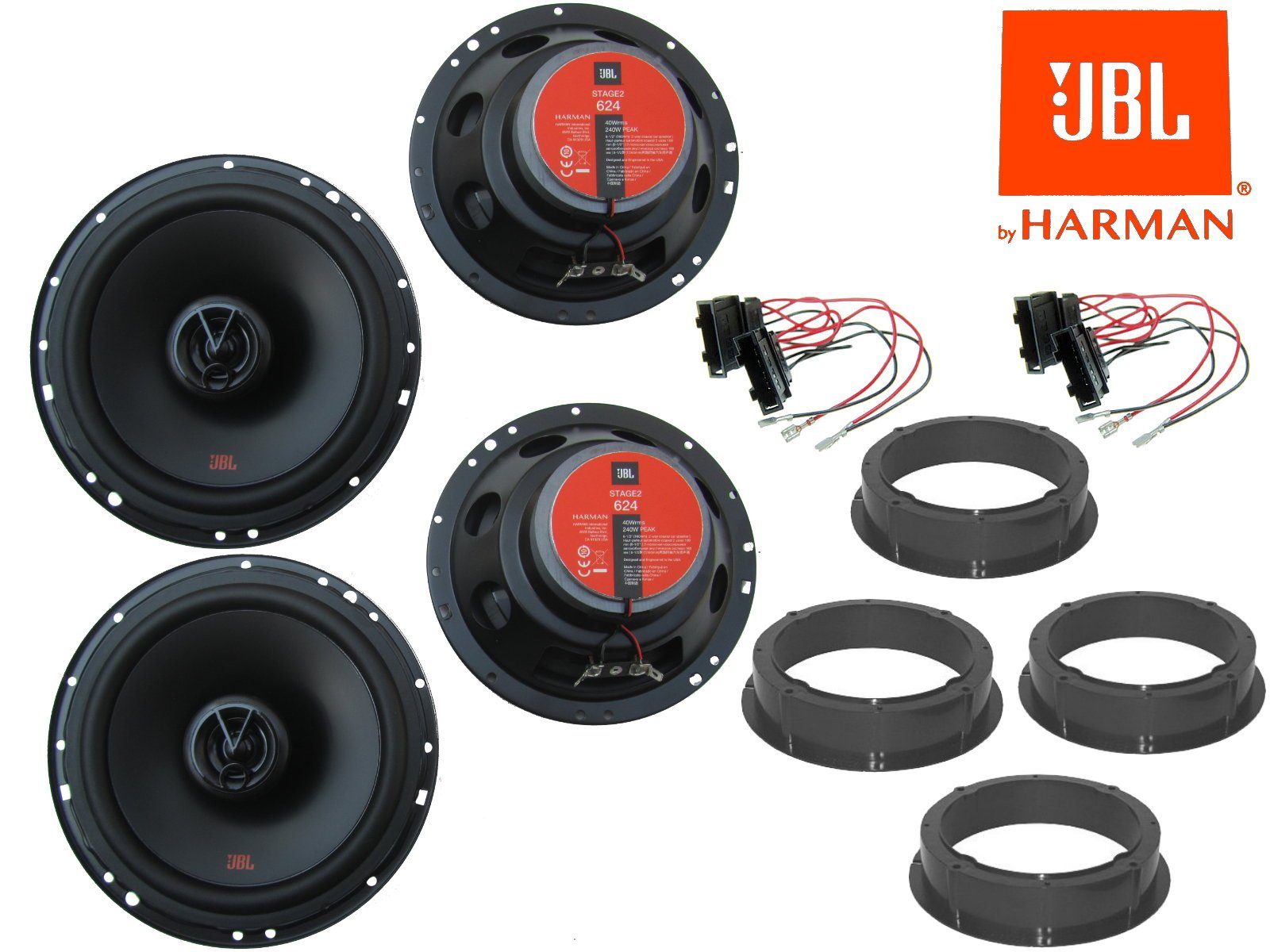 DSX JBL passend für VW Golf 4 IV bis 2010 Komplett Set Vorne Hinten Auto-Lautsprecher