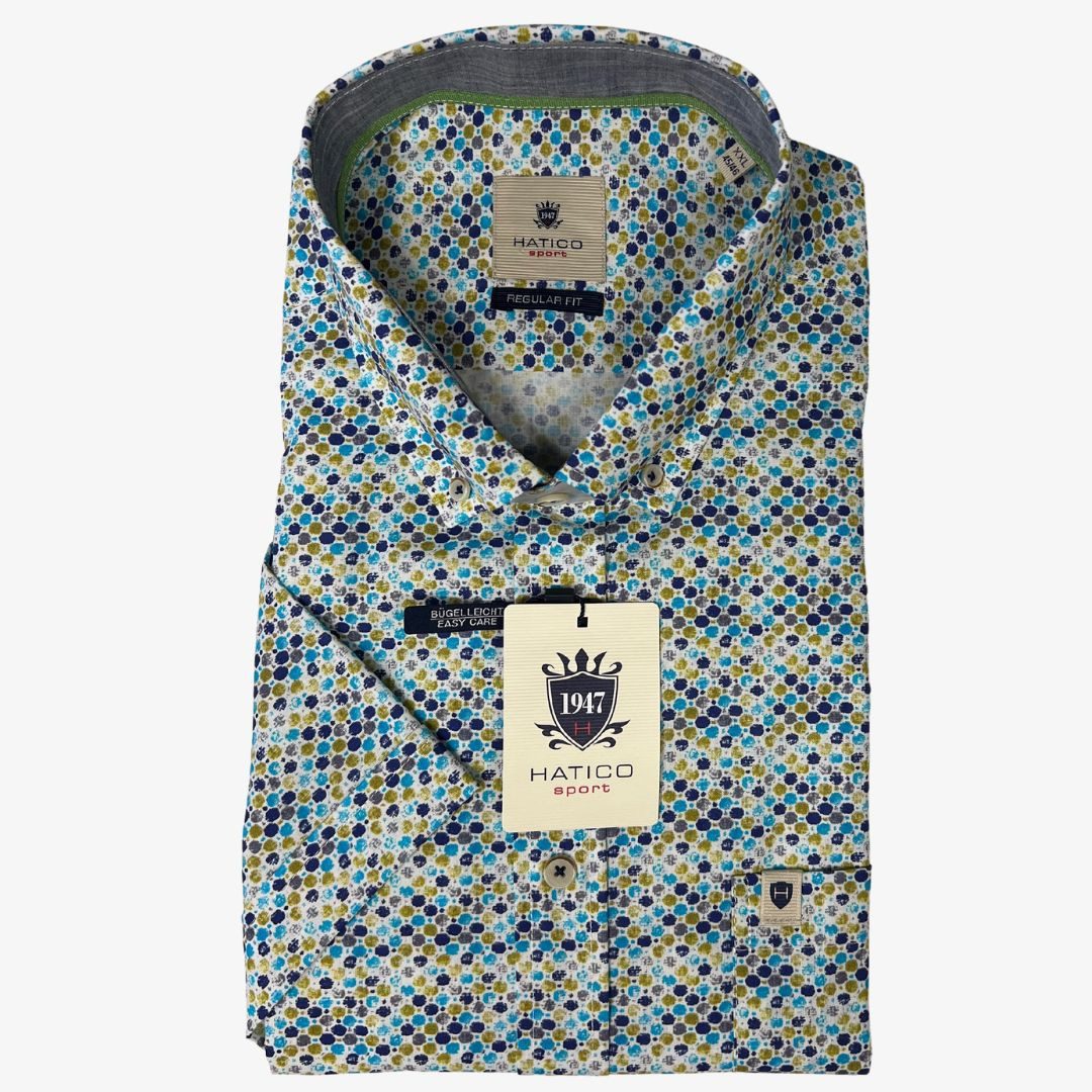Hatico Kurzarmhemd – Bürohemd mit Print – Hemd Kurzarm – Sport Hemd