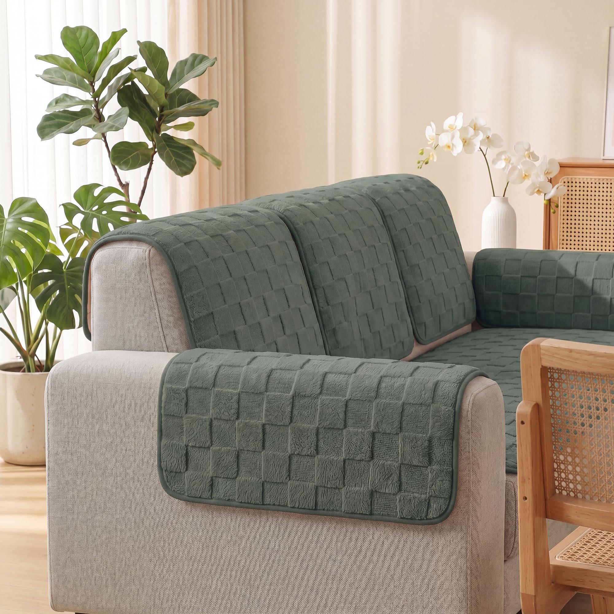 Zyronn Sesselschoner Armlehnenbezüge für Sofas und Sessel – 2er-Set 51 x 51 cm, Kratzfeste, Armlehnenschoner, waschbare Bezüge für Möbelarmlehnen – Bild 3 von 5