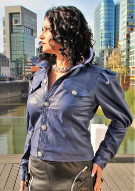 Be Noble Lederjacke Elisabeth Elegante Lederbluse mit schicken Puffärmeln