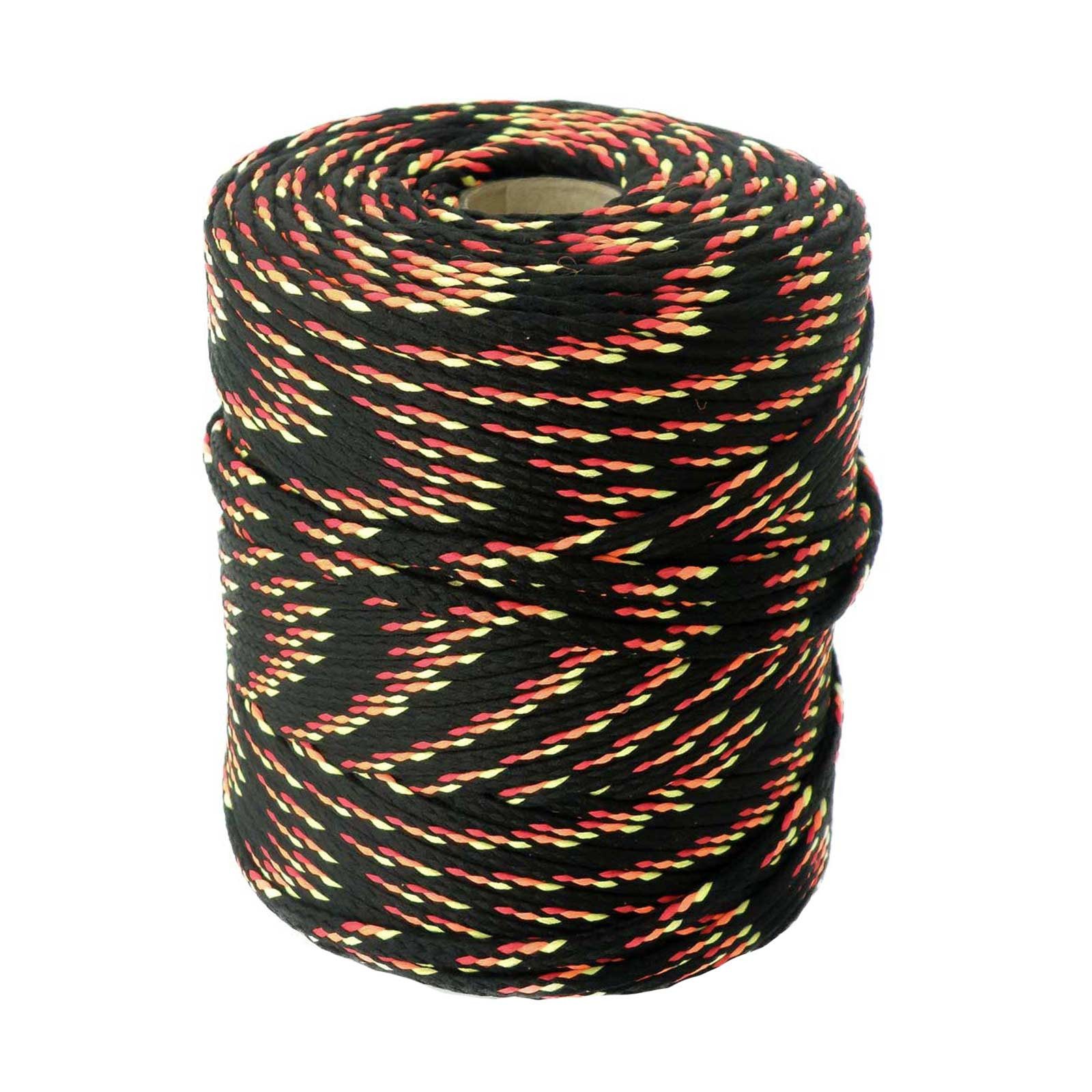 maDDma Seil 100m Polyester-Schnur Kordel 4mm, mehrfarbig, verschiedene Farben, schwarz/gelb/rot/orange