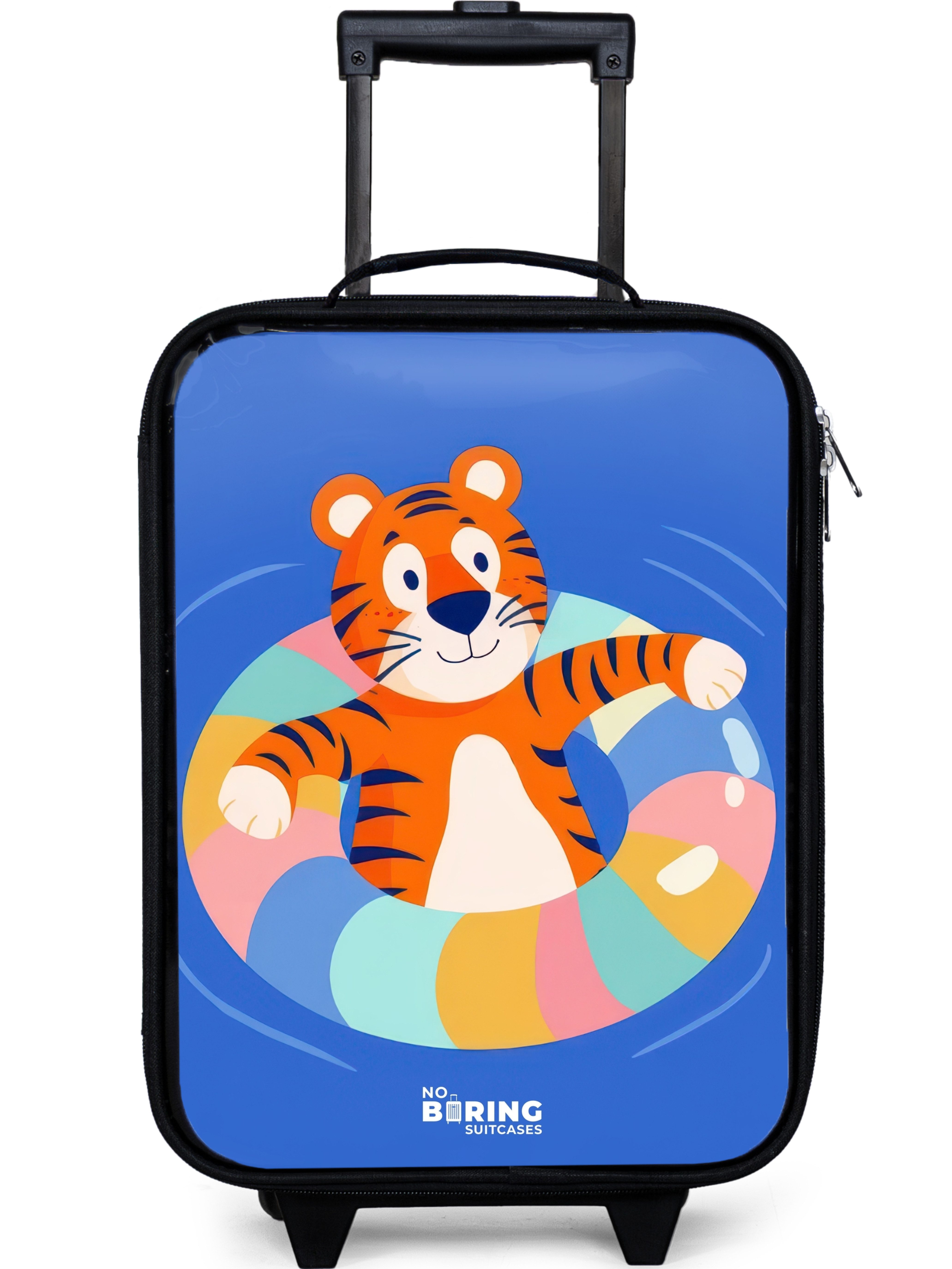 NoBoringSuitcases.com© Kinderkoffer mit leuchtende Räder - Tiger - Schwimmband - Wasser, 2 Rollen, Kinder Koffer Klein, Trolley Handgepäck, Reisekoffer