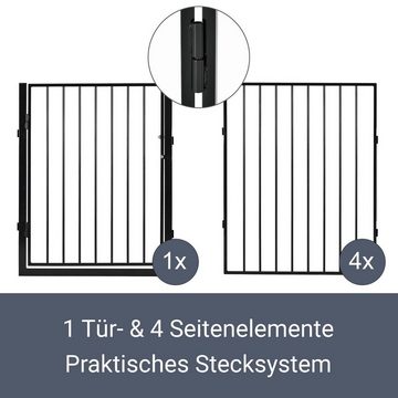 Juskys Kamingitter Ofenschutzgitter (5-tlg), 300 cm lang, 76 cm hoch, faltbar, Tür mit Sicherheitsverschluss
