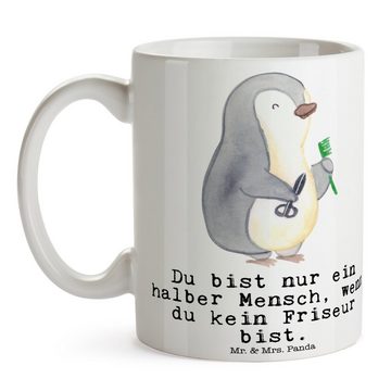 Mr. & Mrs. Panda Tasse Friseur Herz - Weiß - Geschenk, Kaffeetasse, Haarstylist, Teetasse, T, Keramik, Einzigartiges Botschaft