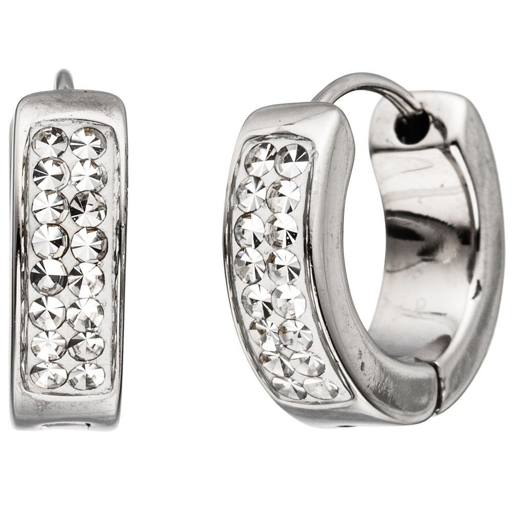 Valentinstagsgeschenk Schmuck Krone Paar Creolen Creolen 13,8mm aus Edelstahl mit Swarovski-Elements