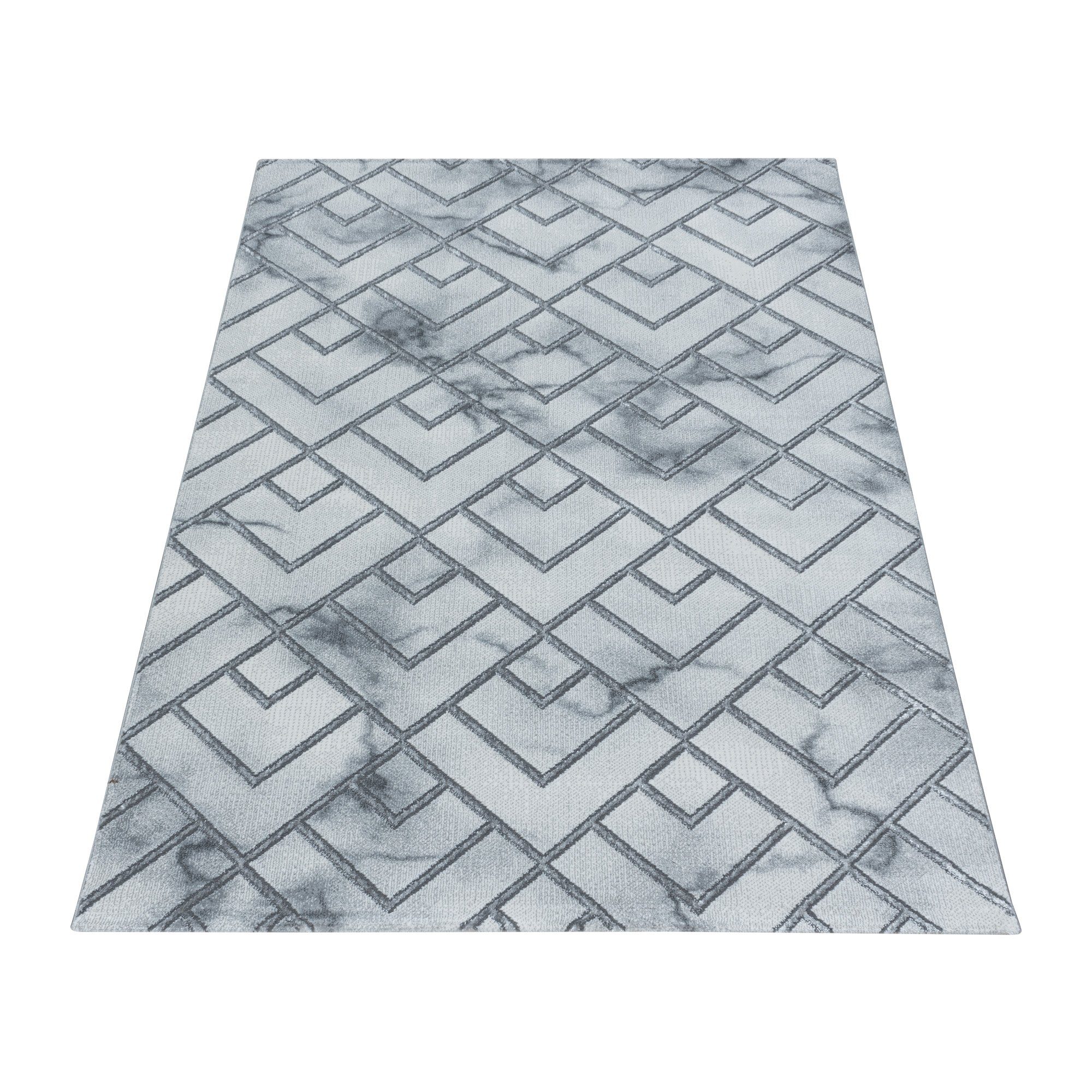 Kurzflor Stil Marmor mm, 12 Wohnzimmer Carpetsale24, Design, Höhe: Marmor Design Designteppich Skandinavische Teppich Läufer,