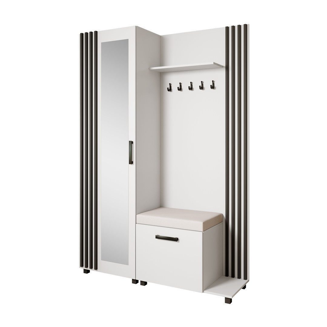 Beautysofa Garderoben-Set Livia – Design, Funktion und Ordnung in Perfektion, (Geräumiger Schuhschrank, mit praktischer Kleiderstange)