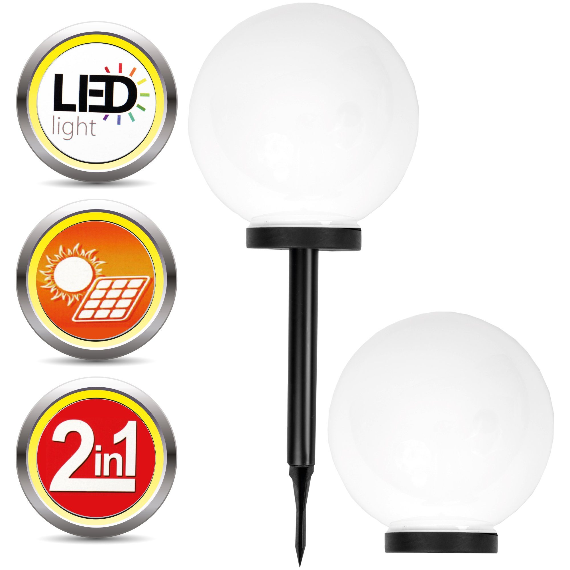 LED LED Gartenleuchte, Leuchtkugel integriert, fest integriert, Solarlampe Ø20cm, fest Bestlivings LED Solarleuchte mit Solar Warmweiß, Stab