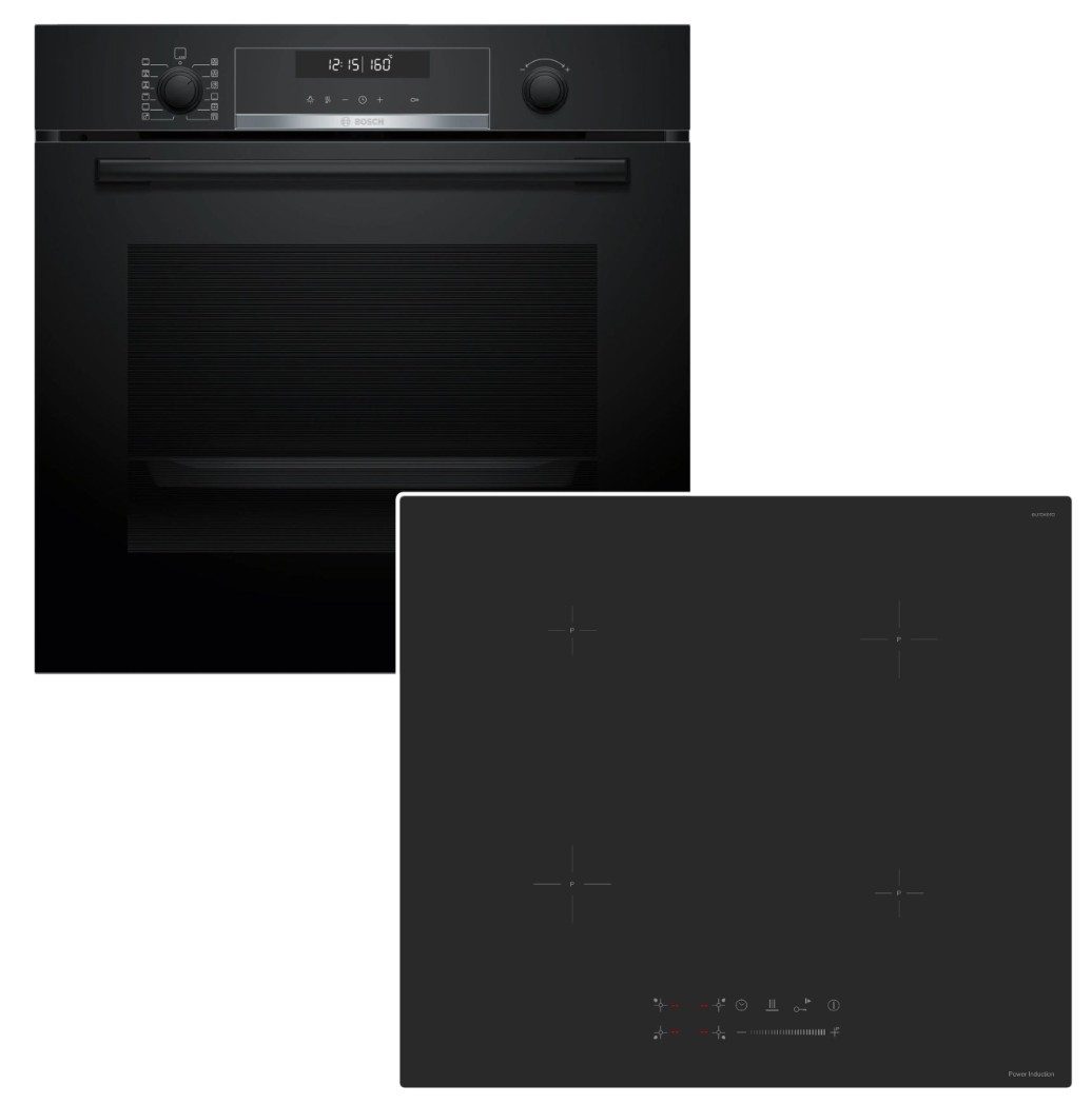BOSCH Backofen-Set Einbaubackofen AirFry Pyrolyse+ keenberk Induktionskochfeld Boost Matt, mit Nein, Pyrolyse-Selbstreinigung Hydrolyse