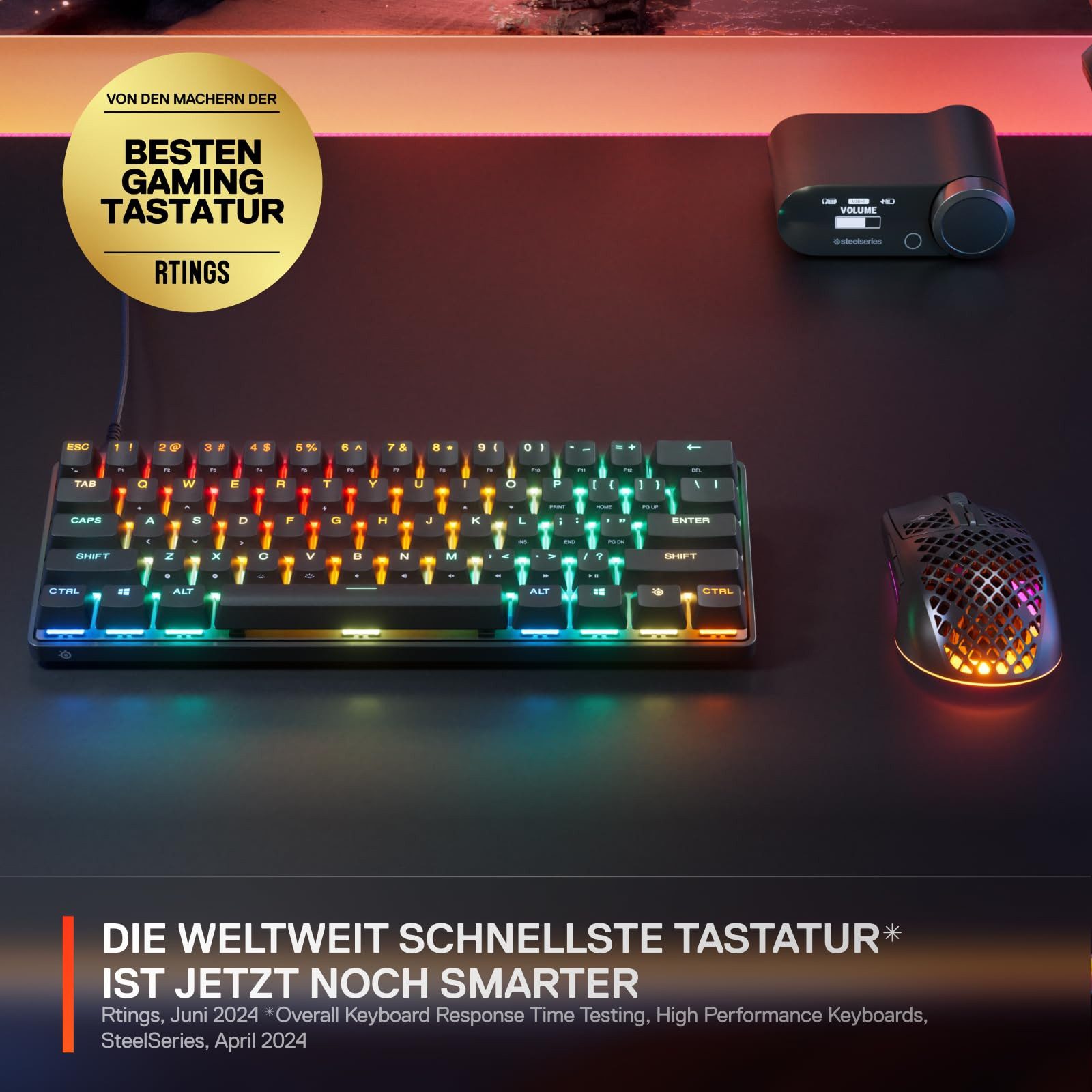 SteelSeries Apex Pro Mini Gen 3 DE Tastatur (Compacte Gaming-Tastatur mit anpassbaren Tasten)