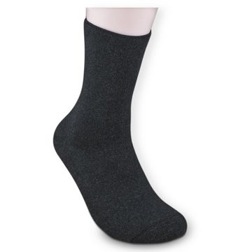 Die Sockenbude Basicsocken THERMO (Bund, 3-Paar, grau schwarz) Diabetikersocken ohne einengenden Bund ohne Gummi