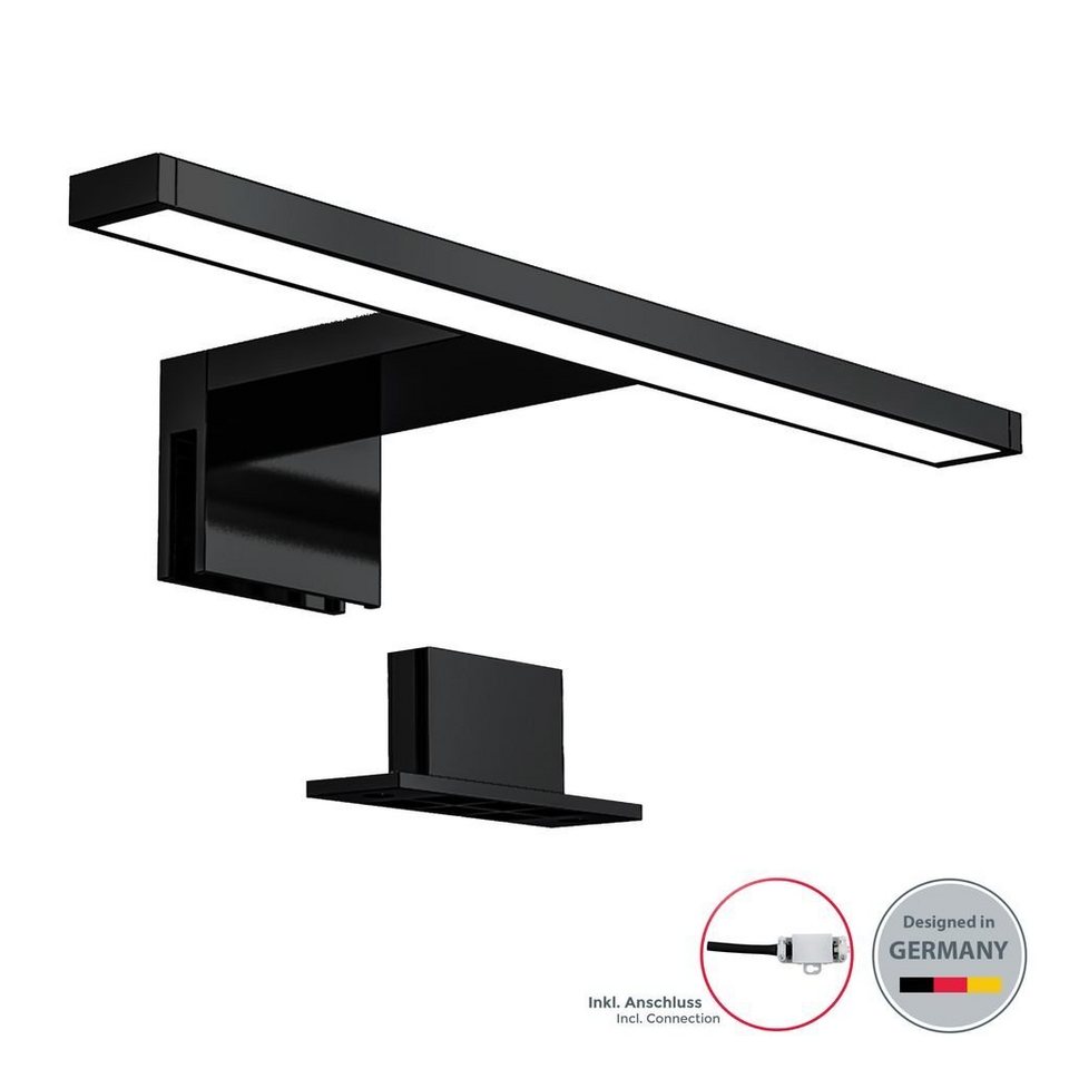 Badleuchte LED 4000K LED Badezimmer-Beleuchtung 5W fest 650lm Neutralweiß, Wandleuchte - Schminklicht Spiegelleuchte schwarz Badezimmer IP44 Spiegelschrank BKL1405 230V, integriert, 30cm B.K.Licht