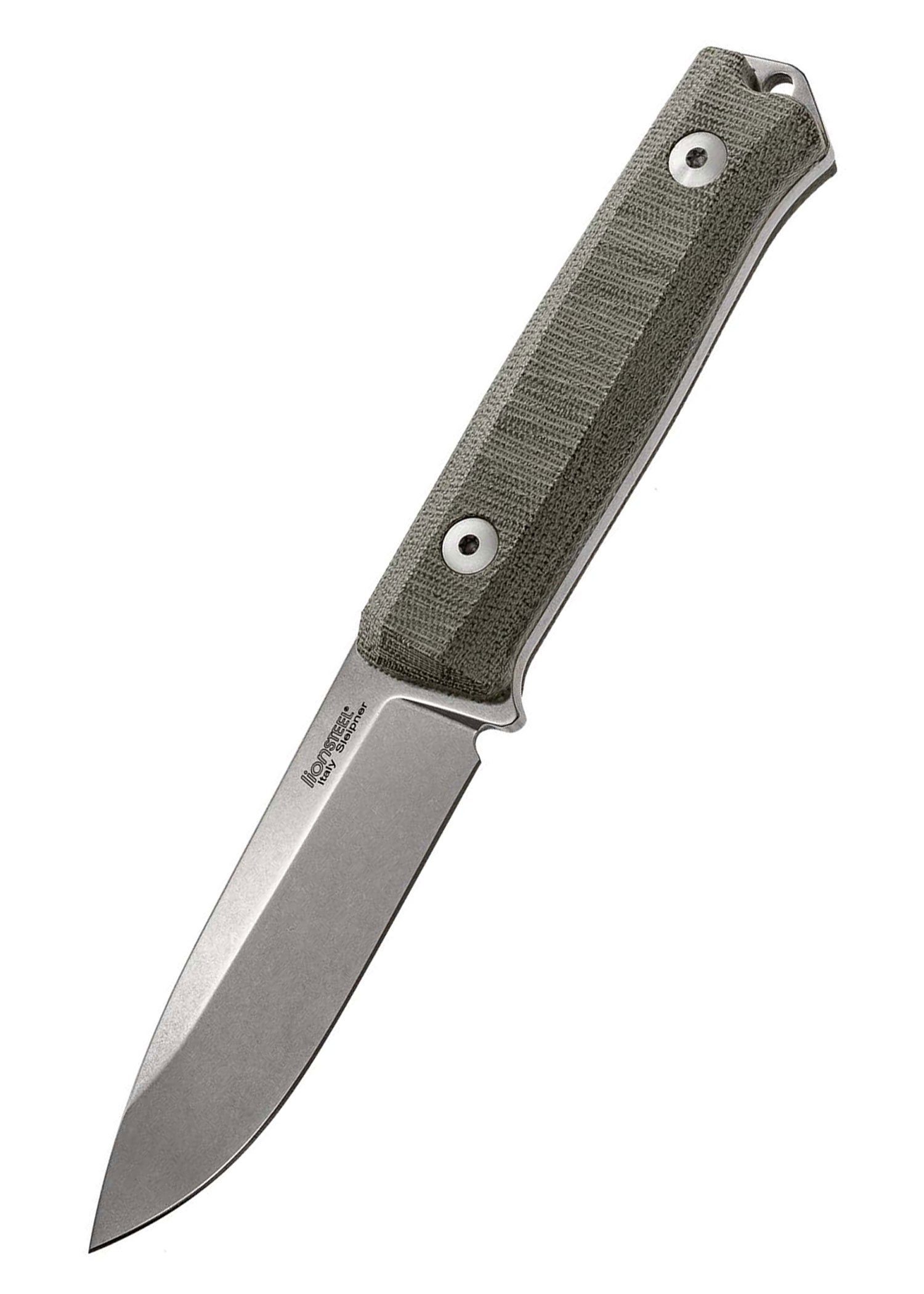LionSteel Survival Knife Lionsteel B40 green Micarta feststehendes Messer mit Lederscheide, (1 St)