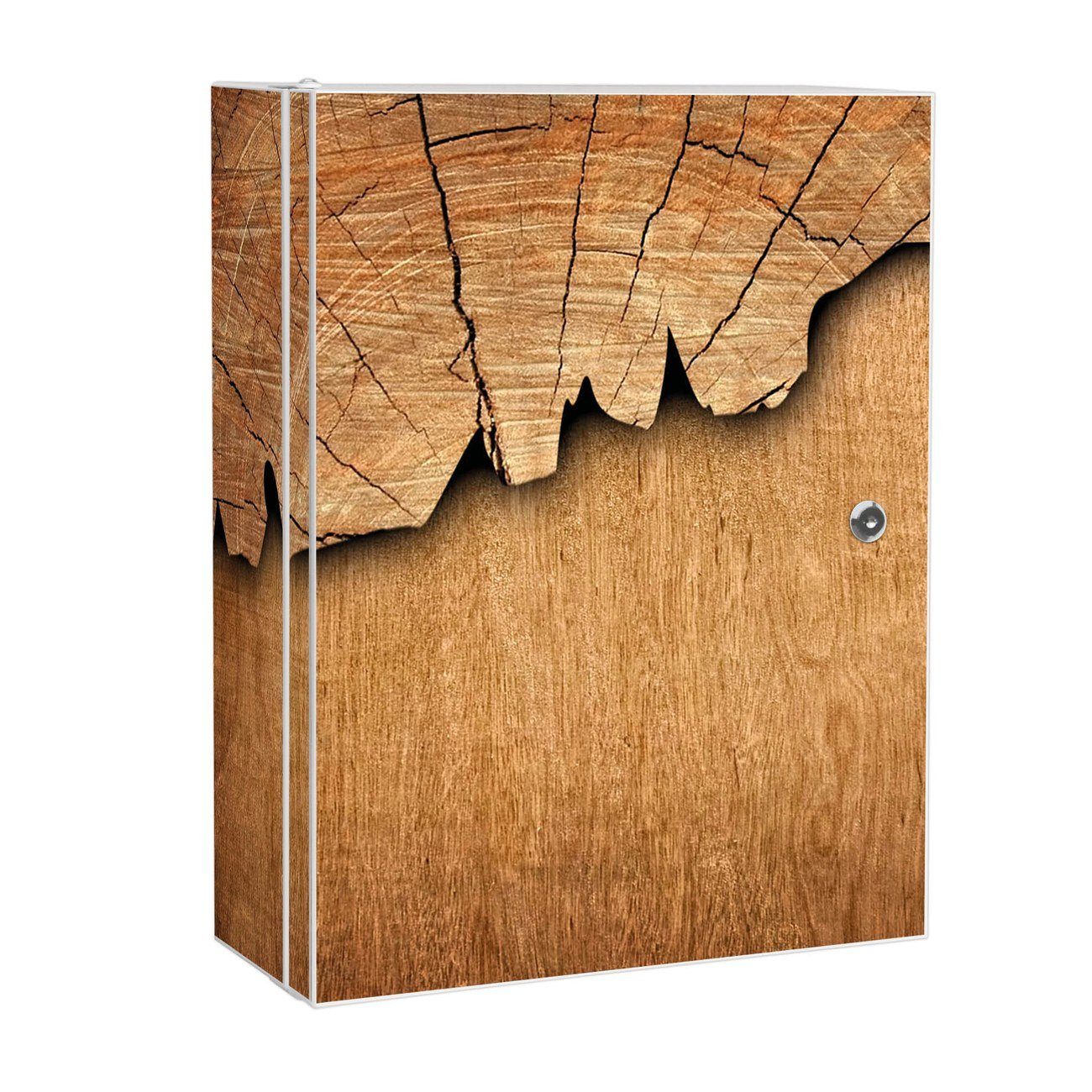 banjado Medizinschrank Stahl Holz (abschließbar, 3 große und 2 kleine Fächer) 35 x 46 x 15cm weiß