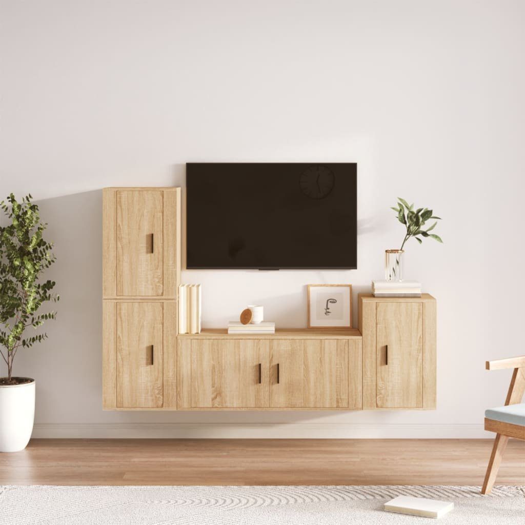 Holzwerkstoff furnicato 4-tlg. Sonoma-Eiche TV-Schrank-Set TV-Schrank