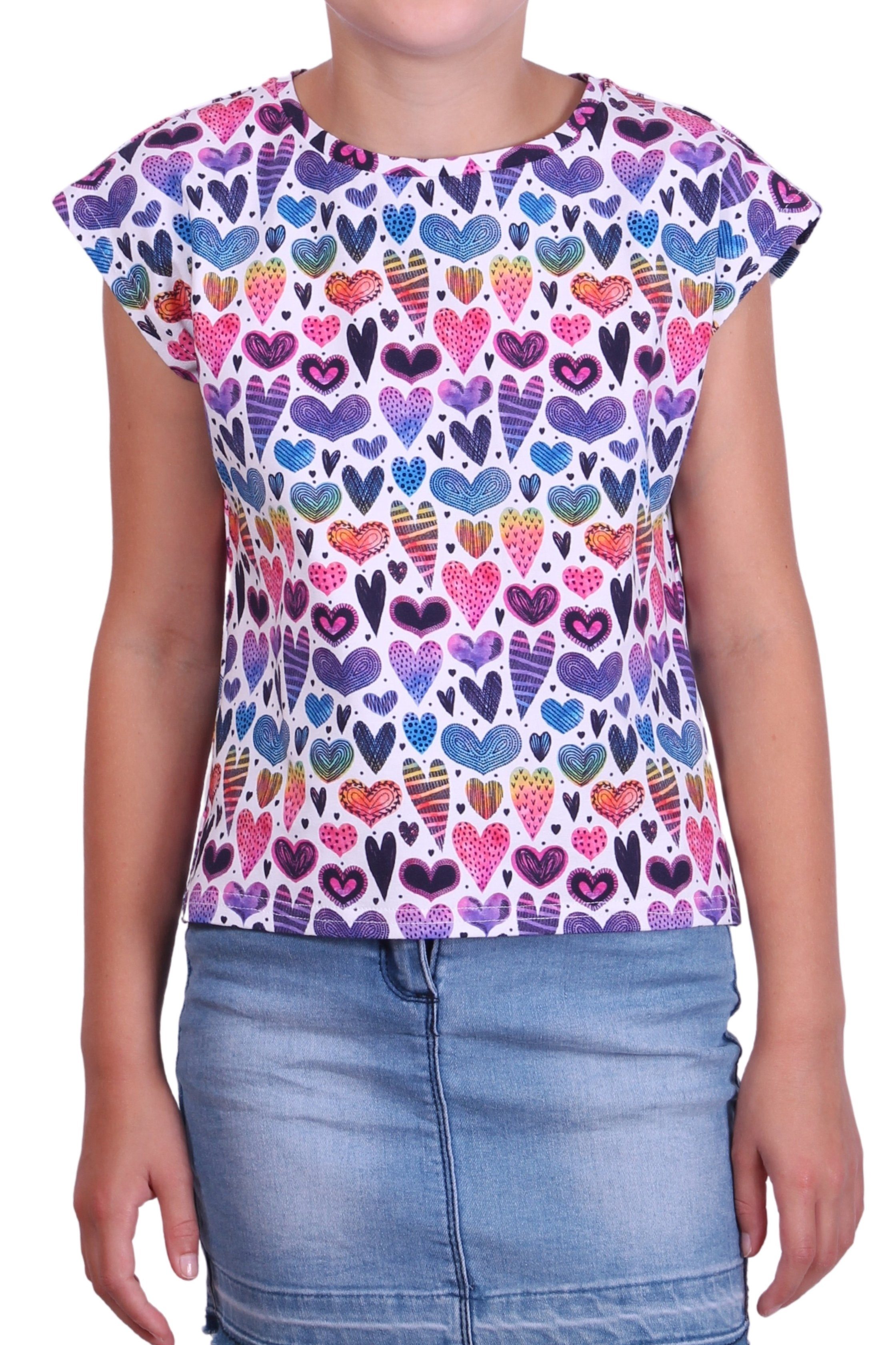 coolismo T-Shirt mit Herzchen-Motiv Kurzarm, bedruckt, Rundhalsausschnitt, aus Baumwolle