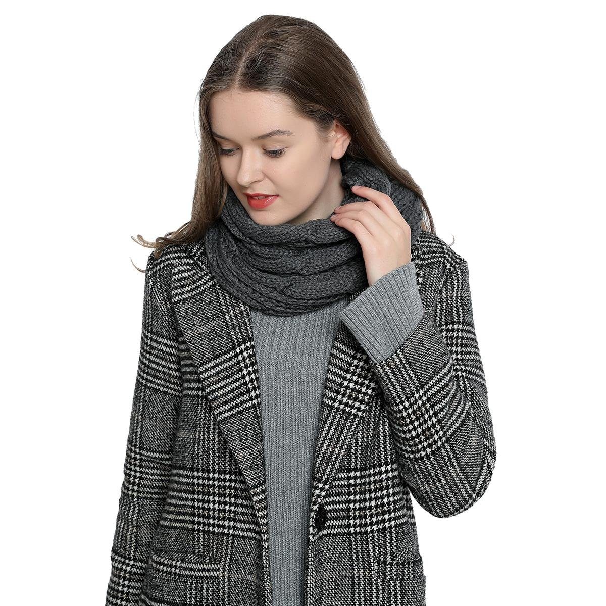 DonDon Schal Damen Winterschal Strickschal Schal, (1-St), Schlauchschal, warm und weich, Strickmuster