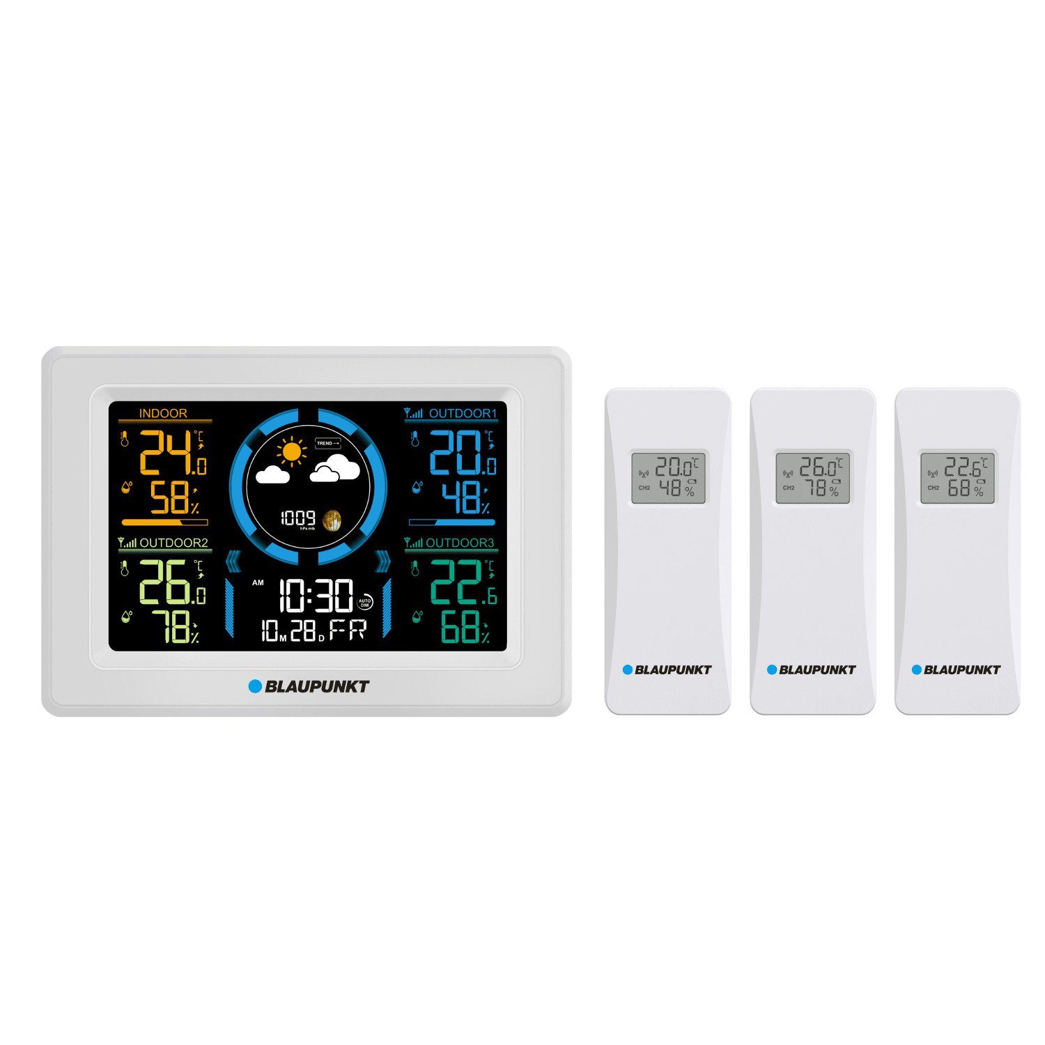 Blaupunkt WS40 Wetterstation (Wetterstation mit 3 Sensoren)