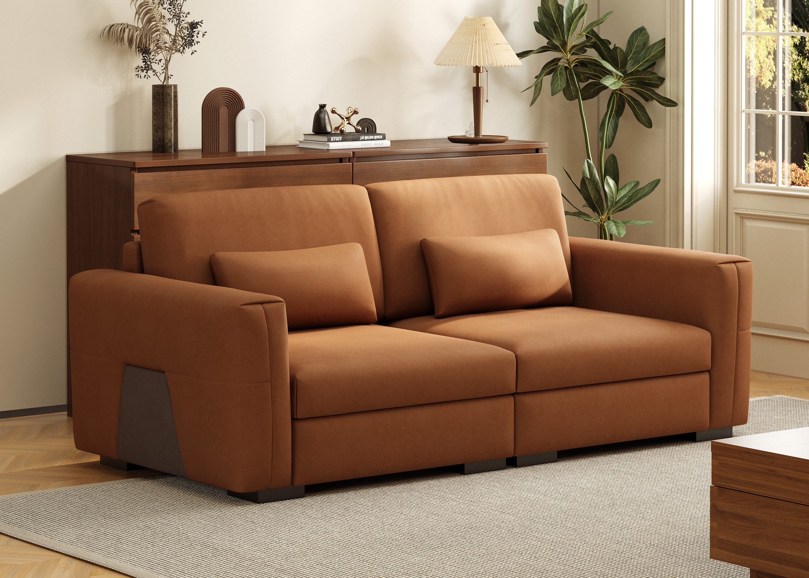 oleyluckidea Big-Sofa 3-Sitzer, Lederoptik, weich gepolstert, mit Armlehnen, modern, Set