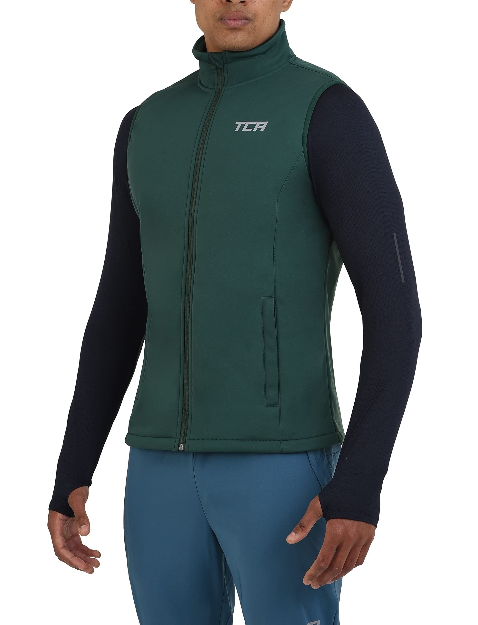 Funktionsweste TCA Herren Flyweight Windweste mit Reißverschlusstaschen - Grün, XL