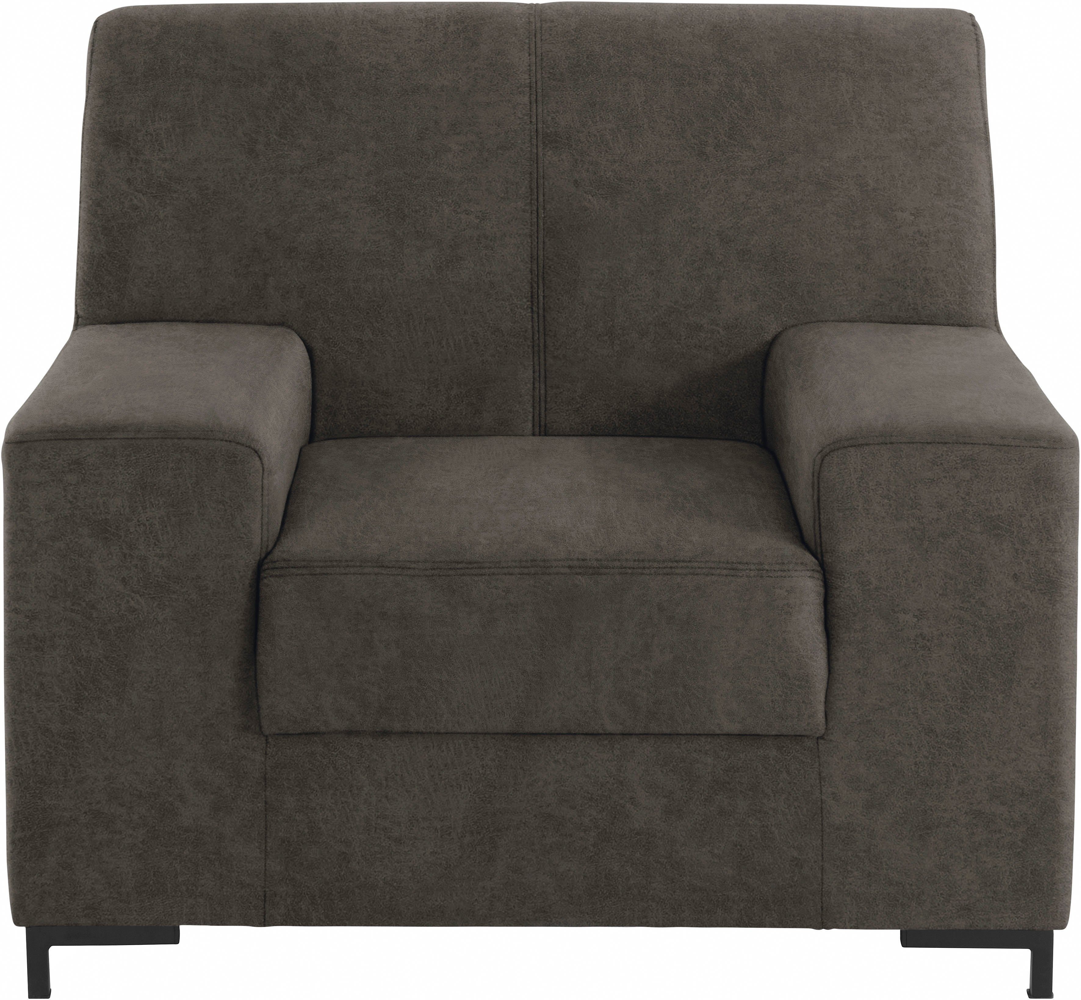 DOMO collection Sessel Ledas kubisch und komfortabel, flache Armlehnen, eleganter Fuß, in vielen Farben erhältlich