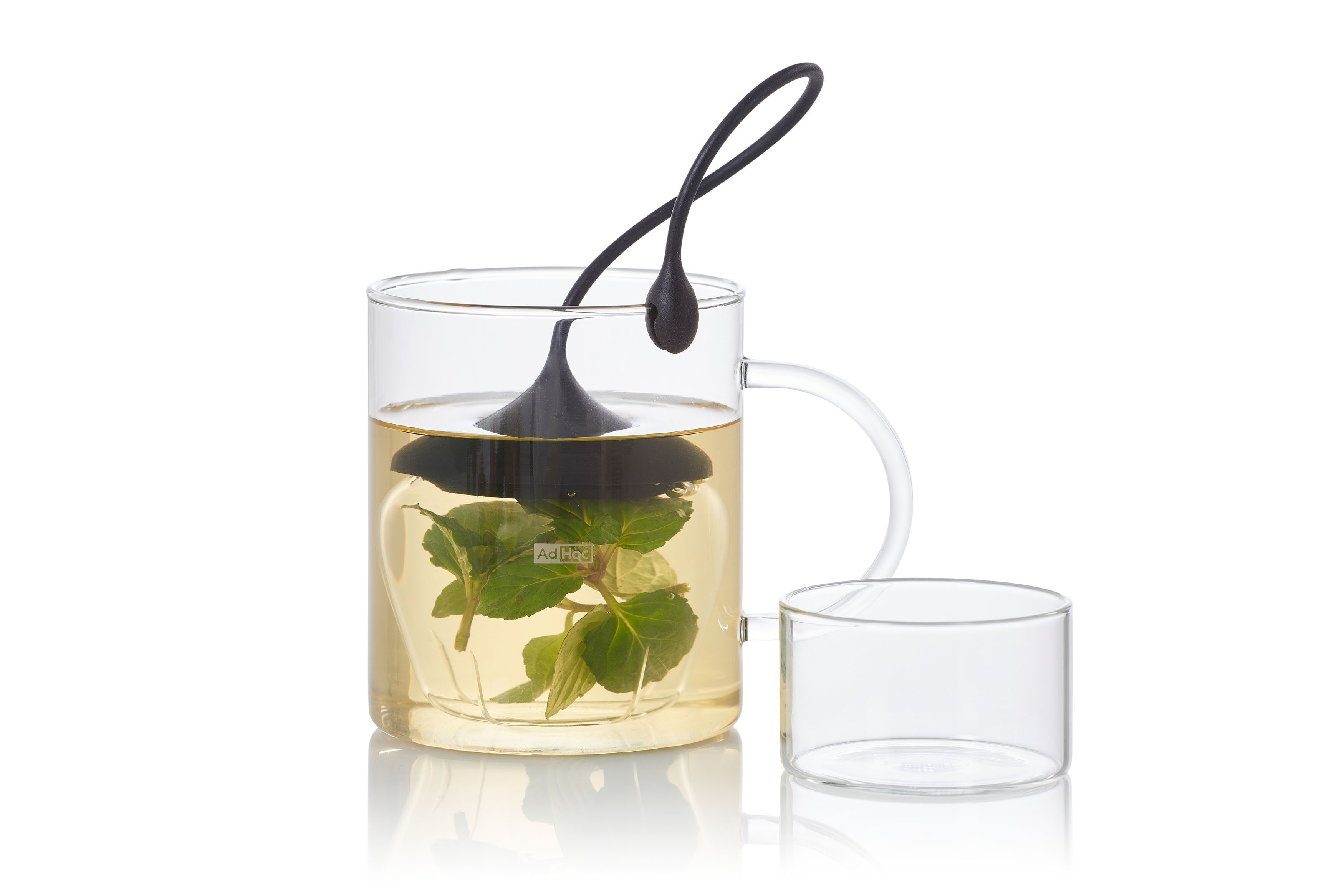 Gewürze Glas-Teefilter perfekt Silikon, Glas, (1-St), AdHoc klar Teesorten großblättrige für oder Fusion, Teesieb