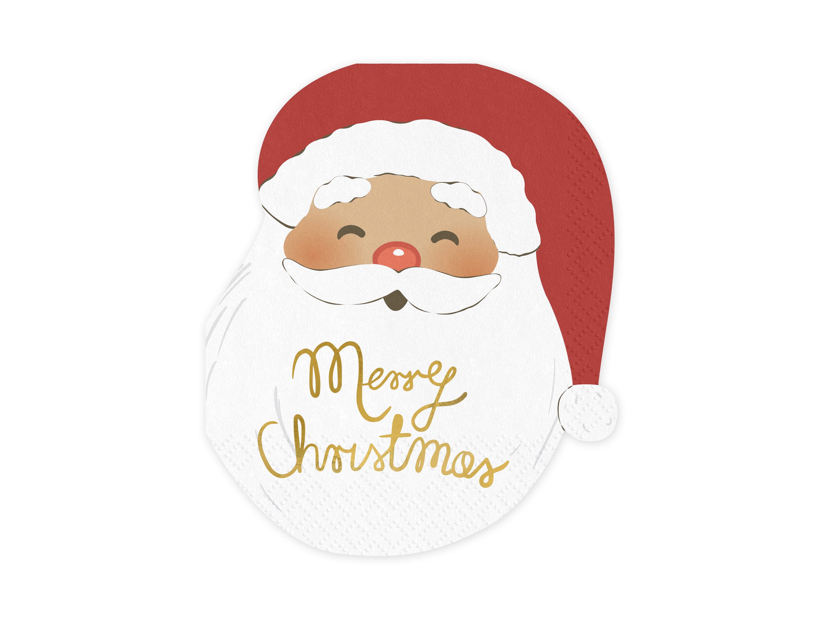 partydeco Papierserviette, Servietten Papier 13,4x16cm Weihnachtsmann Motiv 12 Stück Rot Weiß
