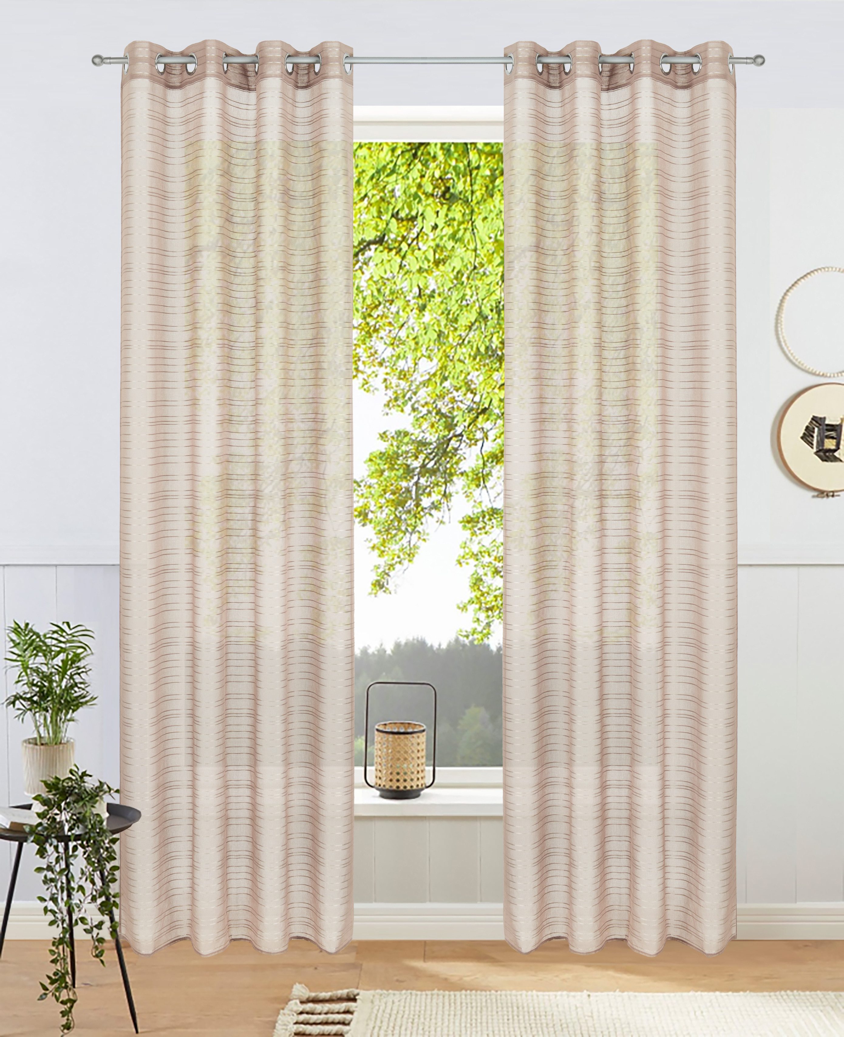 Bruno Banani Gardine Linus (1 St), Ösen, halbtransparent, 1 Schal, eingeweb günstig online kaufen