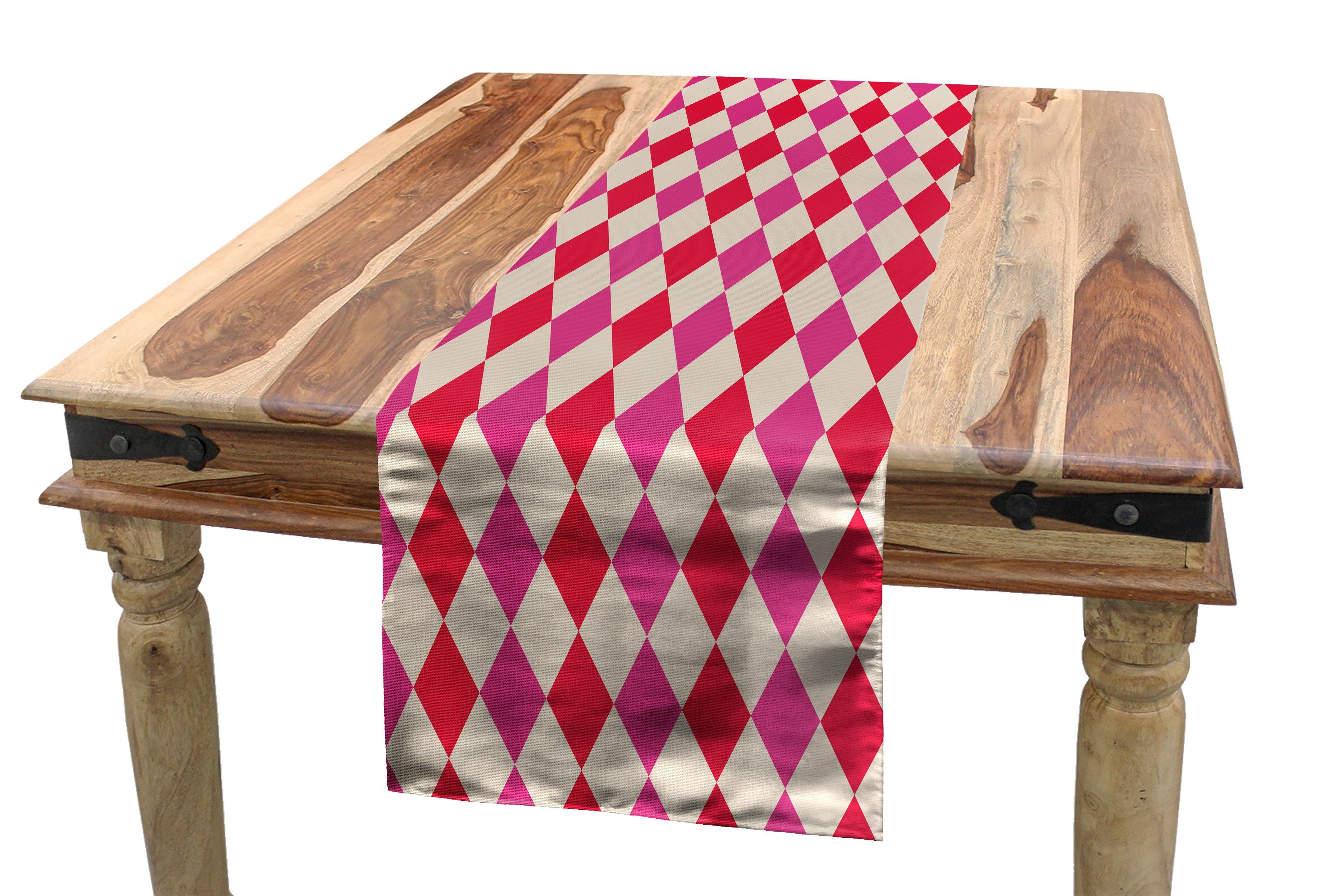 Abakuhaus Rhombus geometrische Küche Esszimmer Dekorativer Rechteckiger Tischläufer, Grid polygonal Tischläufer
