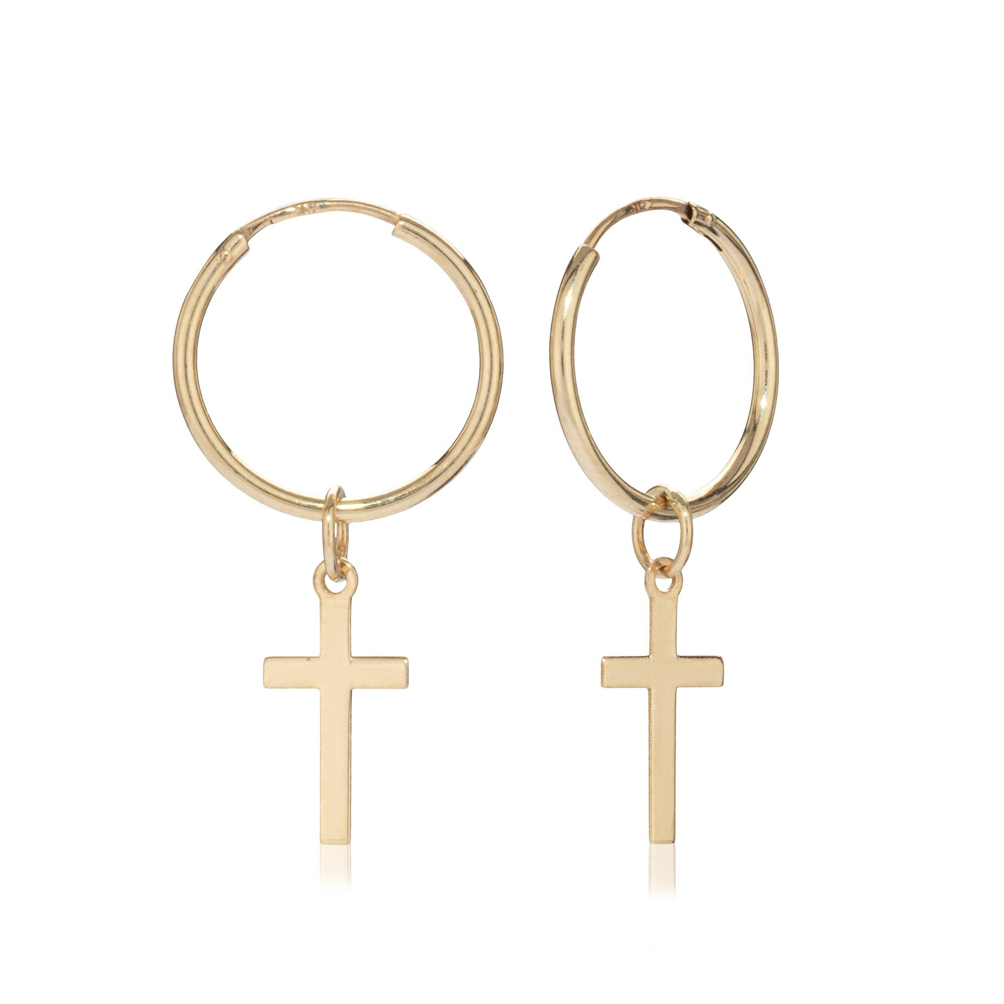 NKlaus Paar Creolen Paar 12mm Gothic Creolen mit Kreuz 333 Gelb Gold 8 (Paa günstig online kaufen