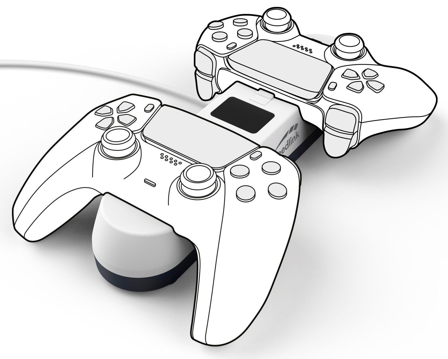 Speedlink JAZZ Dual Ladestation Ladegerät Weiß DualSense-Ladestation (1x Ladestation, USB Dock passend für 2x Sony PS5 Wireless Controller)