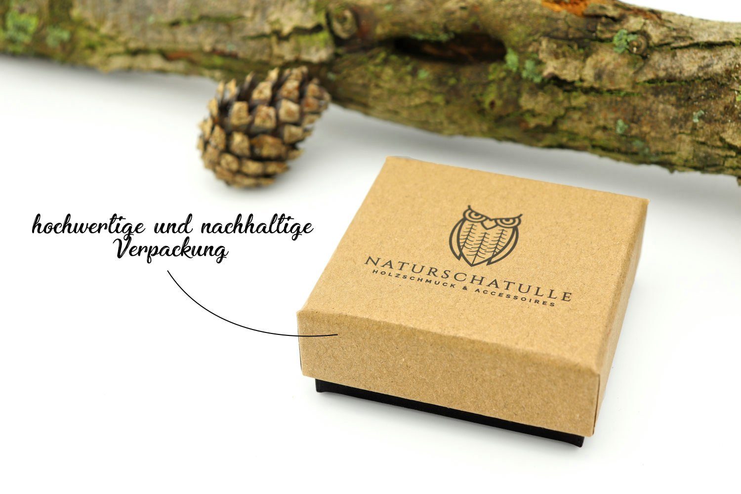 NaturSchatulle Paar Ohrhänger Holz dreieckig "Trifecta" (Dreieckige Ohrhänger, Holzschmuck, Holzohrringe), 925 Silber ⌀28mm Echtholz Handmade in Germany – Bild 5 von 5