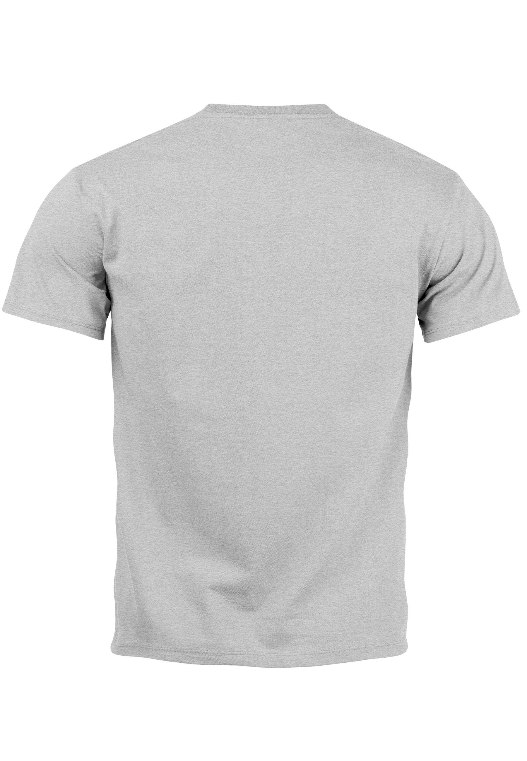 T-Shirt Print Design Herren Bär Polygon Polygon Fashion Print 2 Tiermotiv Neverless Outdoor mit Print-Shirt grau Bear
