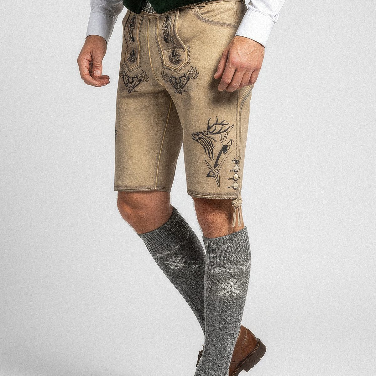 Maddox Trachtenlederhose Felixsee Herren (1-tlg) Trachtenlederhose, Trachtenhose, Bayerische Lederhose, Oktoberfest