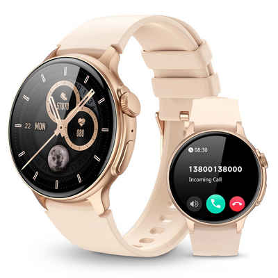 Yuede AMOLED Smartwatch Damen Herren, Neueste Fitness Uhr mit Anruffunktion Smartwatch (1,43-Zoll-AMOLED-HD Explosionssicherer gehärteter Glasbildschirm Zoll) Fitness Tracker Armbanduhr mit Schrittzähler,Blutsauerstoff, Blutdruckmessung, Schlafüberwachung, AI Voice und SNS-Benachrichtigung etc., Bluetooth 5.3 Sportuhr, IP67 wasserdicht, unterstützt 100+ Sportmodi, für Android IOS