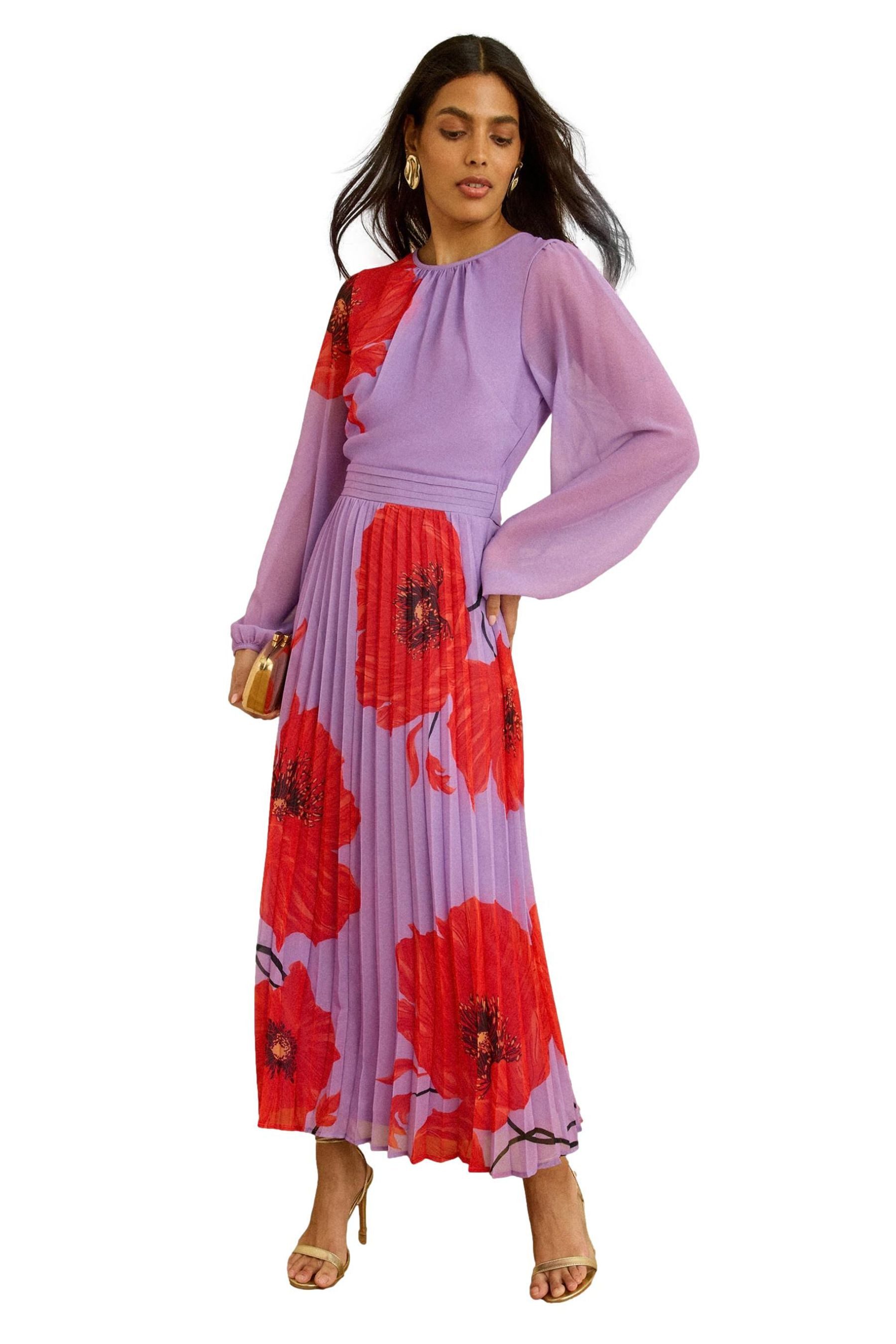 Midikleid Love & Roses plissiertes Chiffon-Midikleid