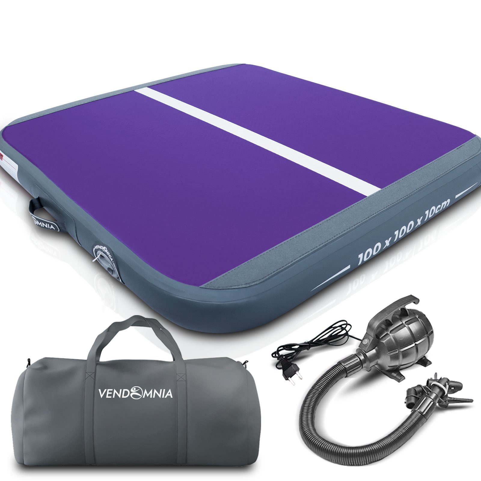 VENDOMNIA Gymnastikmatte AIRTRACK - Fitness Sport 1/2/3/4/5/6/7/8m Farbwahl (elektrische Luftpumpe aufblasbar PVC Dicke:10/20cm), Tumbling Tracking Gymnastik Yoga Air Track Matte
