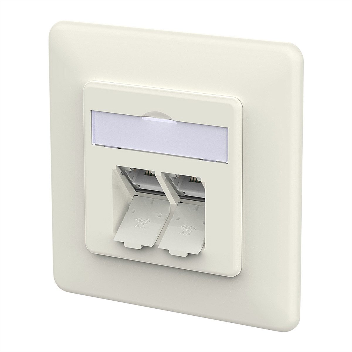 Metz Connect E-DAT C6A IDC Dose, 2 Port Netzwerk-Panel (bestückt, 2 Ports, UP, reinweiß, 130D381002-I)